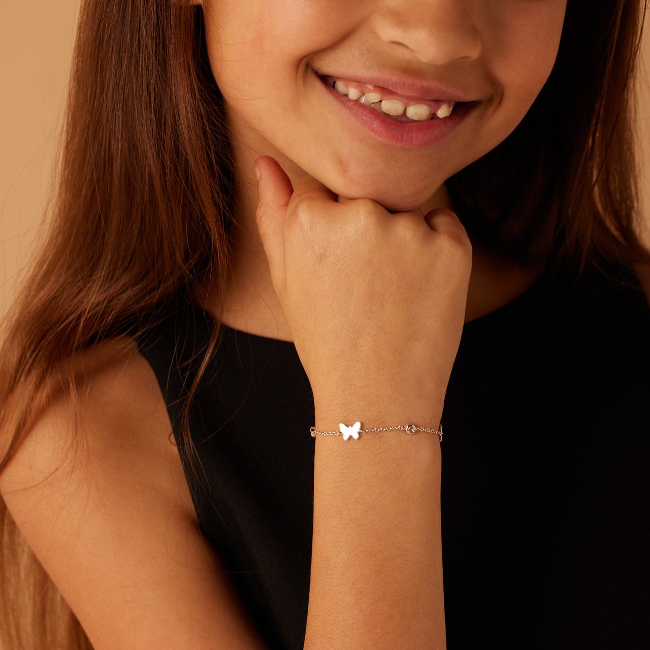 Armband für Kinder aus 925er Silber, Schmetterlinge, Zirkonia