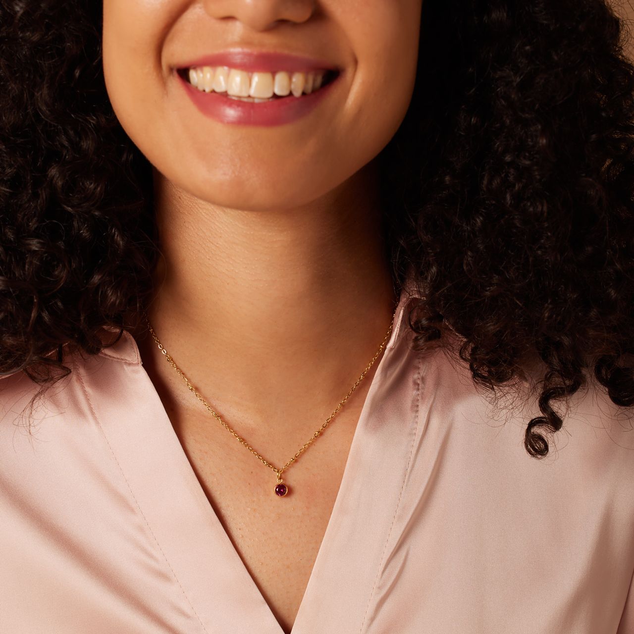 Stalen goldplated ketting met geboortesteen hanger Juli