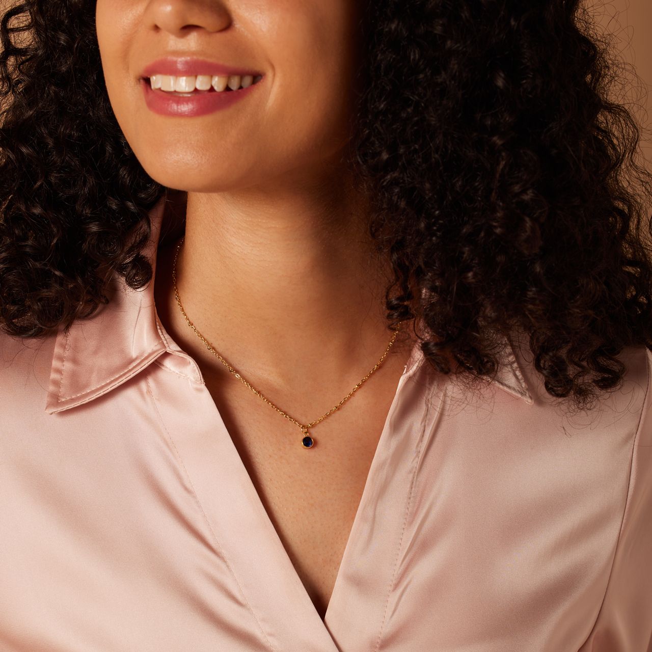 Stainless steel goldplated ketting met hanger geboortesteen September voor dames