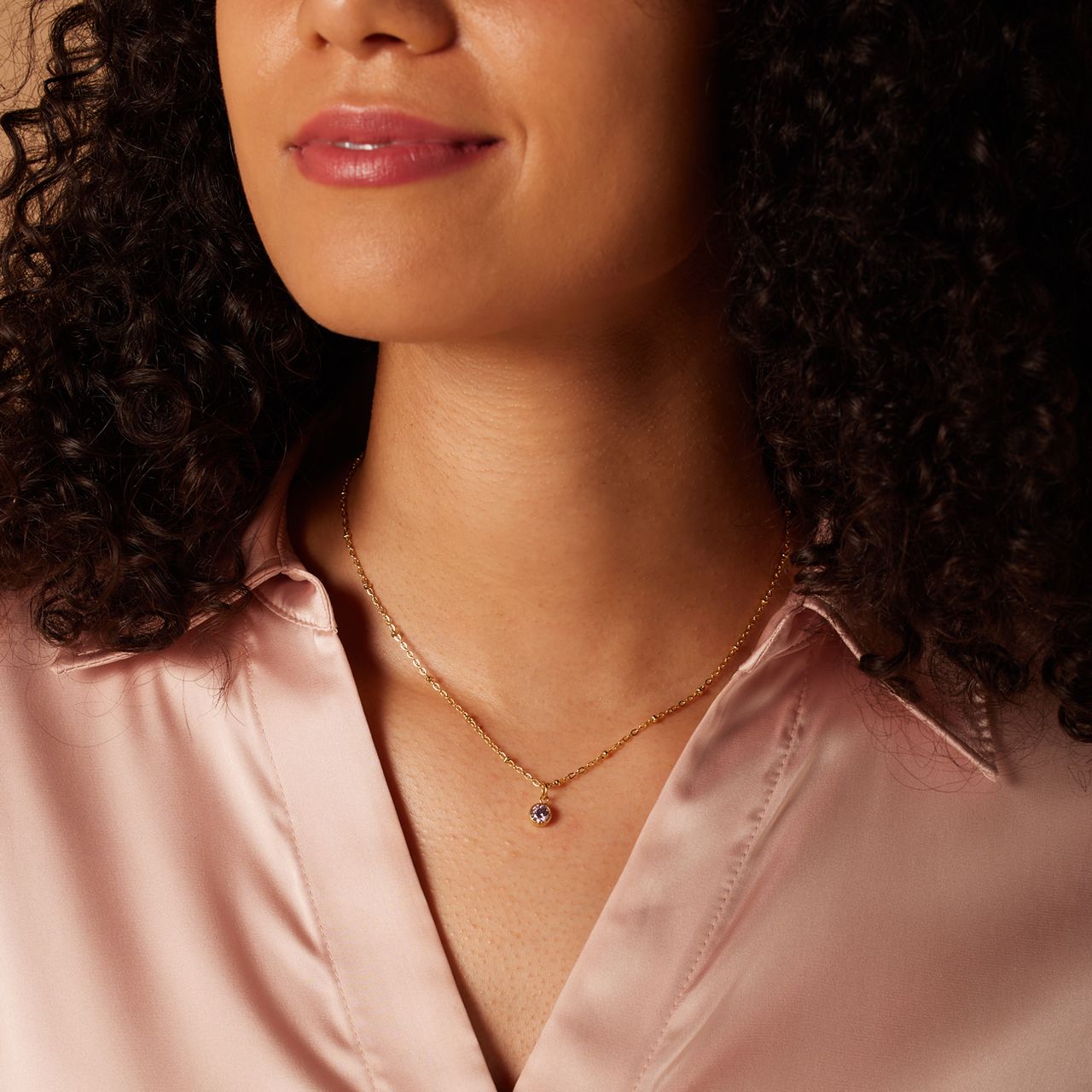 Stainless steel goldplated ketting met hanger geboortesteen Oktober voor dames