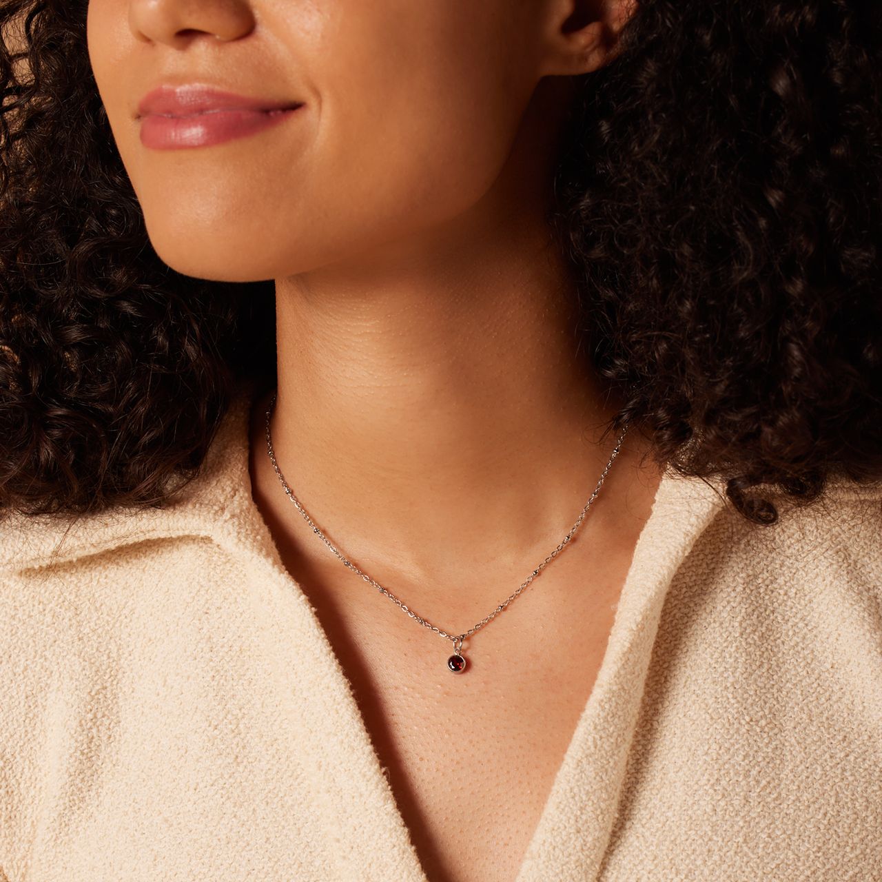 Stainless steel ketting met geboortesteen hanger Januari