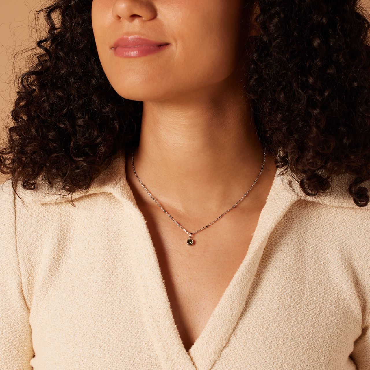 Stainless steel ketting met geboortesteen hanger Augustus