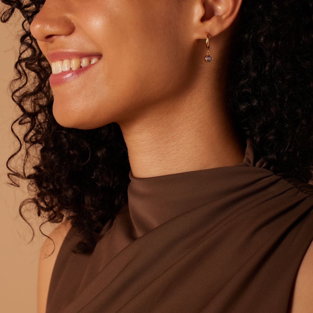 Stalen goldplated oorknoppen met geboortesteen Juni voor dames