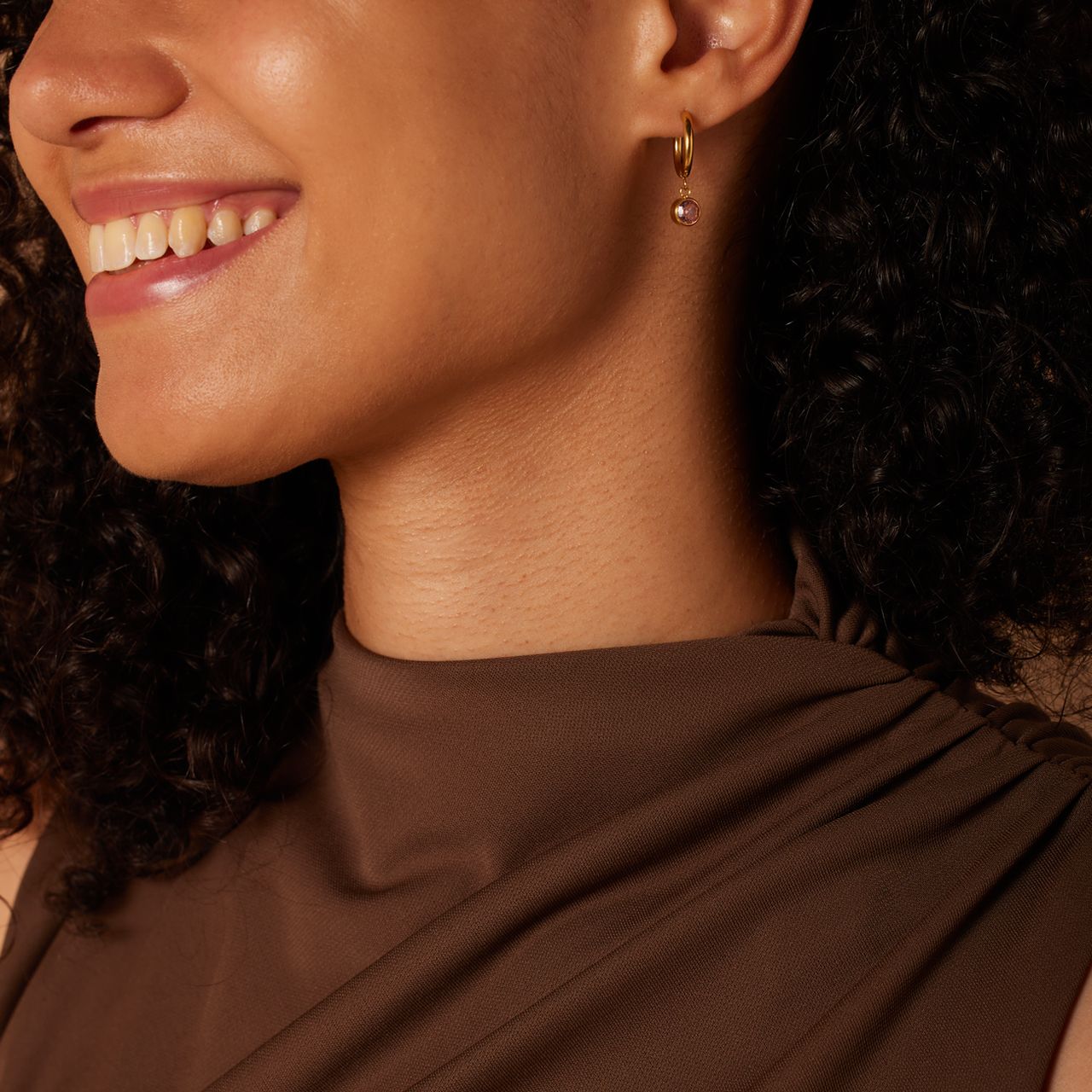 Stalen goldplated oorknoppen met geboortesteen Oktober voor dames