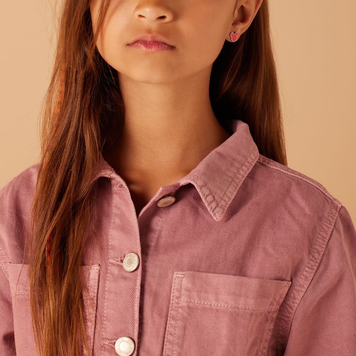 Disney stainless steel oorknoppen Mickey met roze emaille