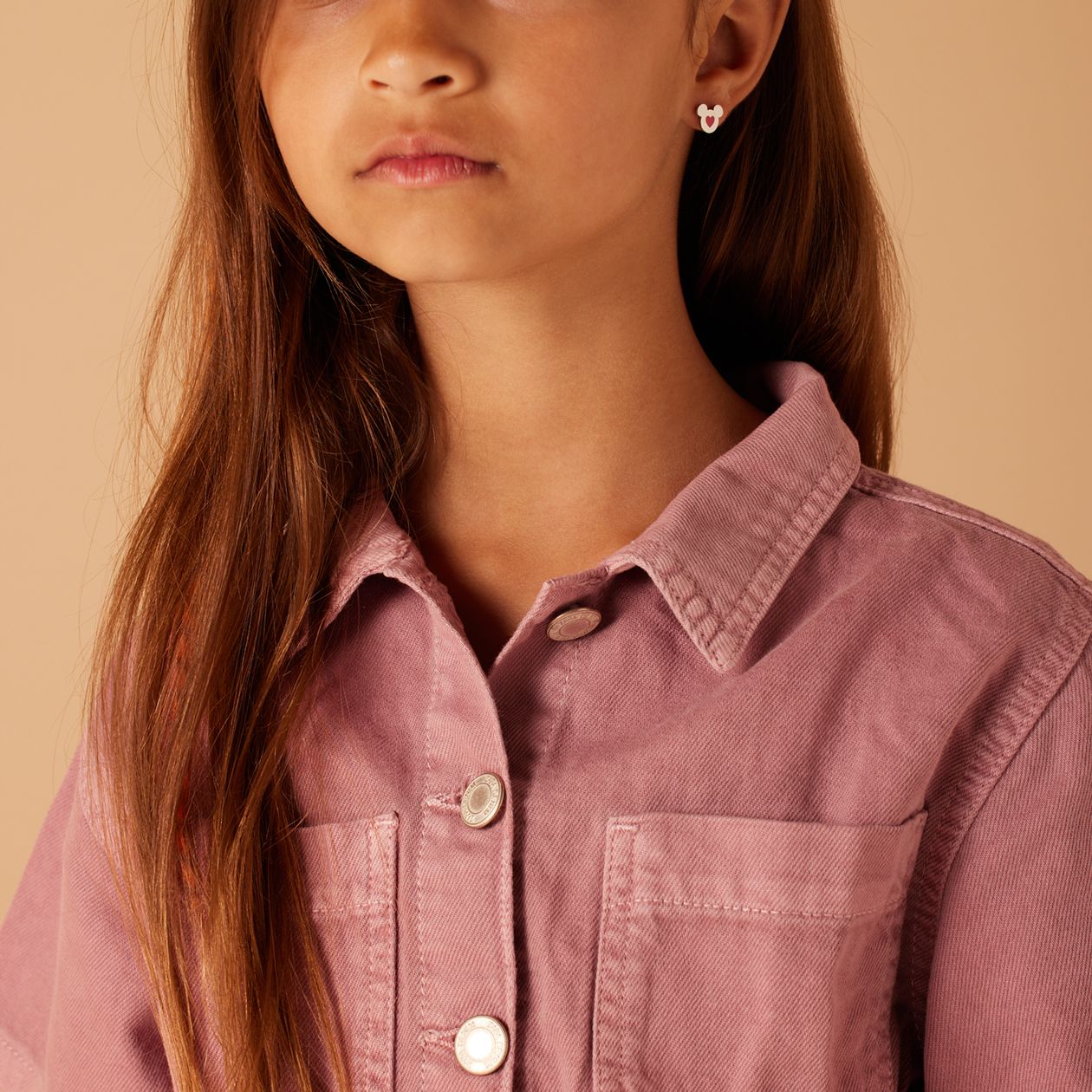 Disney stainless steel oorbellen Mickey hart roze emaille