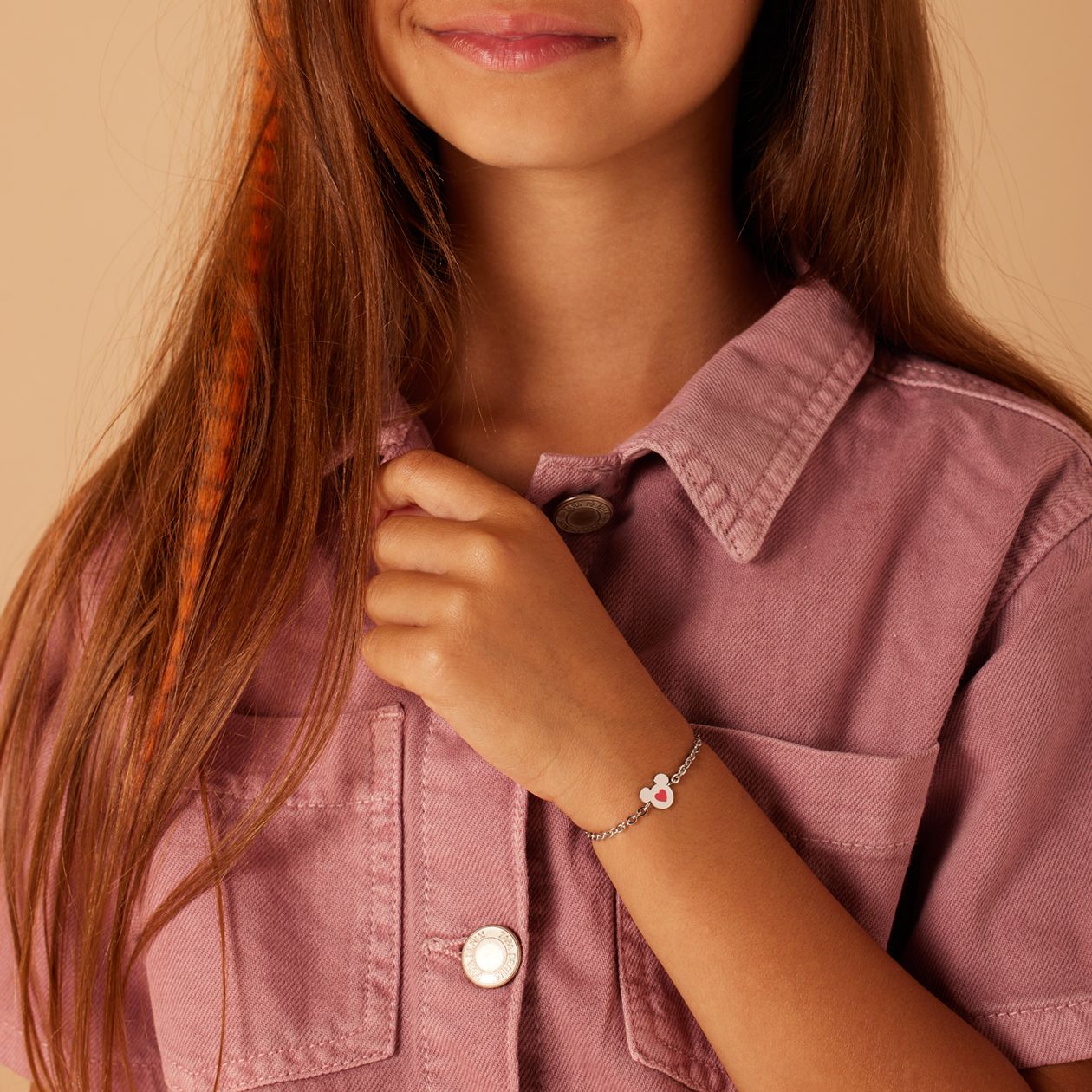 Disney - Stainless steel armband Mickey hart roze emaille