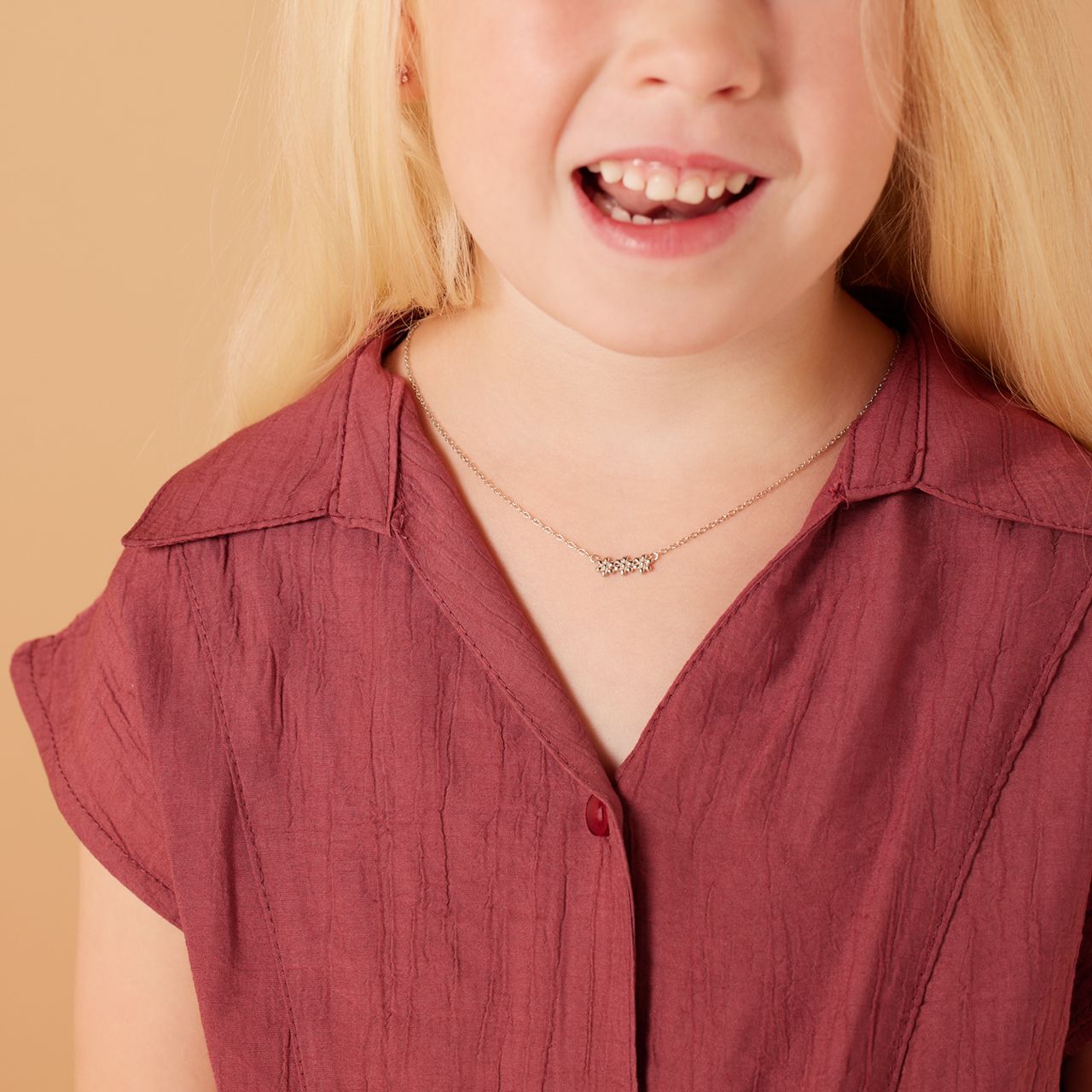 Zilveren kinderketting bloemen