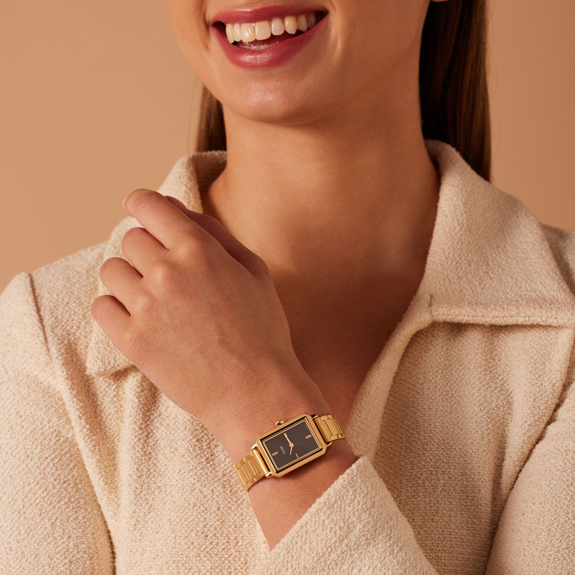 CLUSE – Armbanduhr für Damen „Fluette“ aus Edelstahl, Gold mit Schwarz