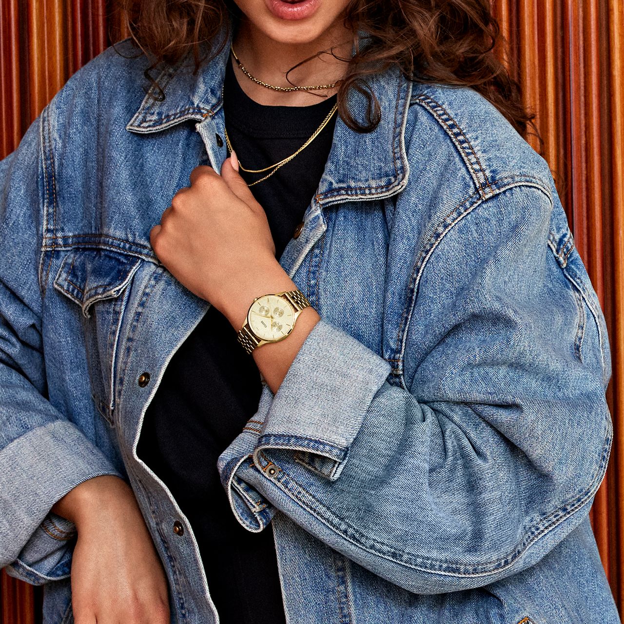 CLUSE - Minuit multifunction stainless steel horloge goldplated