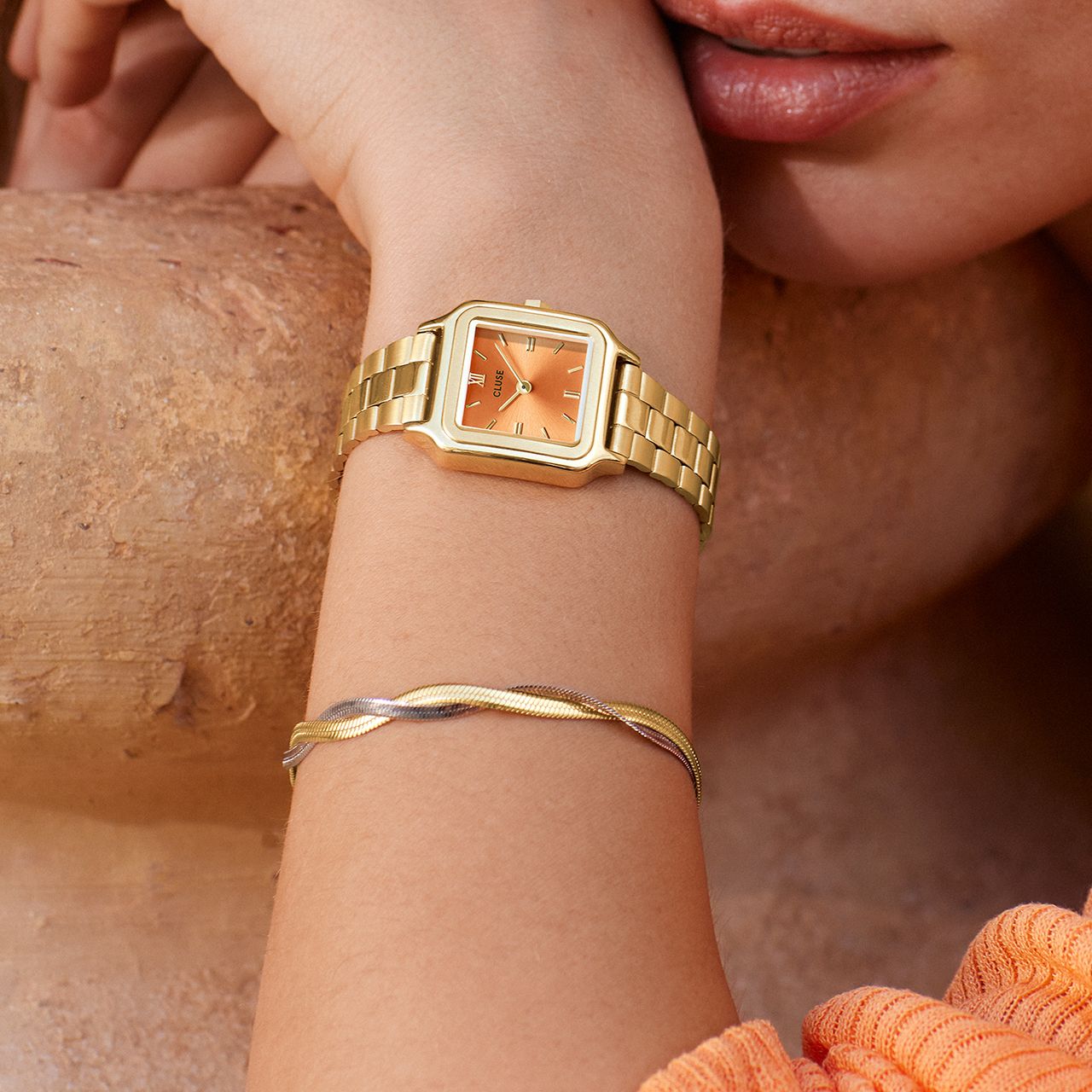 CLUSE – Armbanduhr „Gracieuse Petite“, Gold und Aprikose