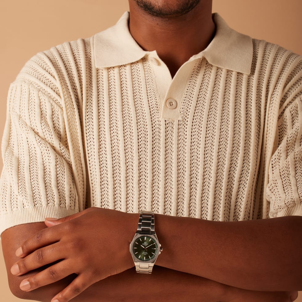 Edifice horloge stainless steel met groen EFR-S108D-3AV