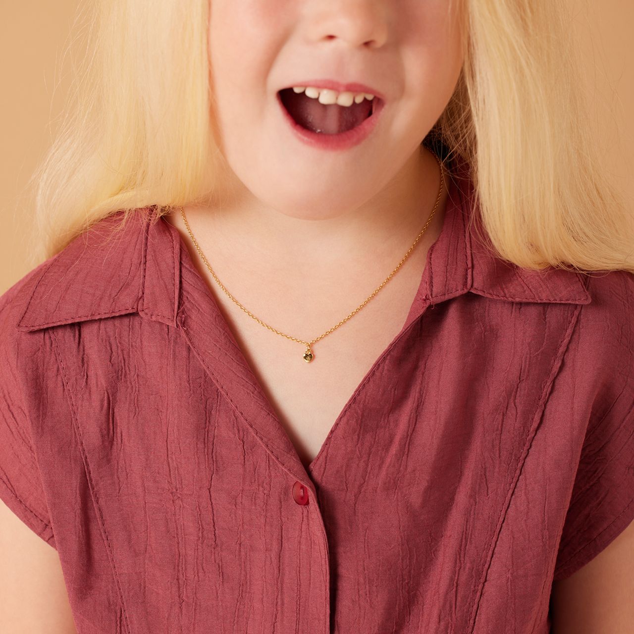 Zilveren goldplated kinderketting met hanger hart