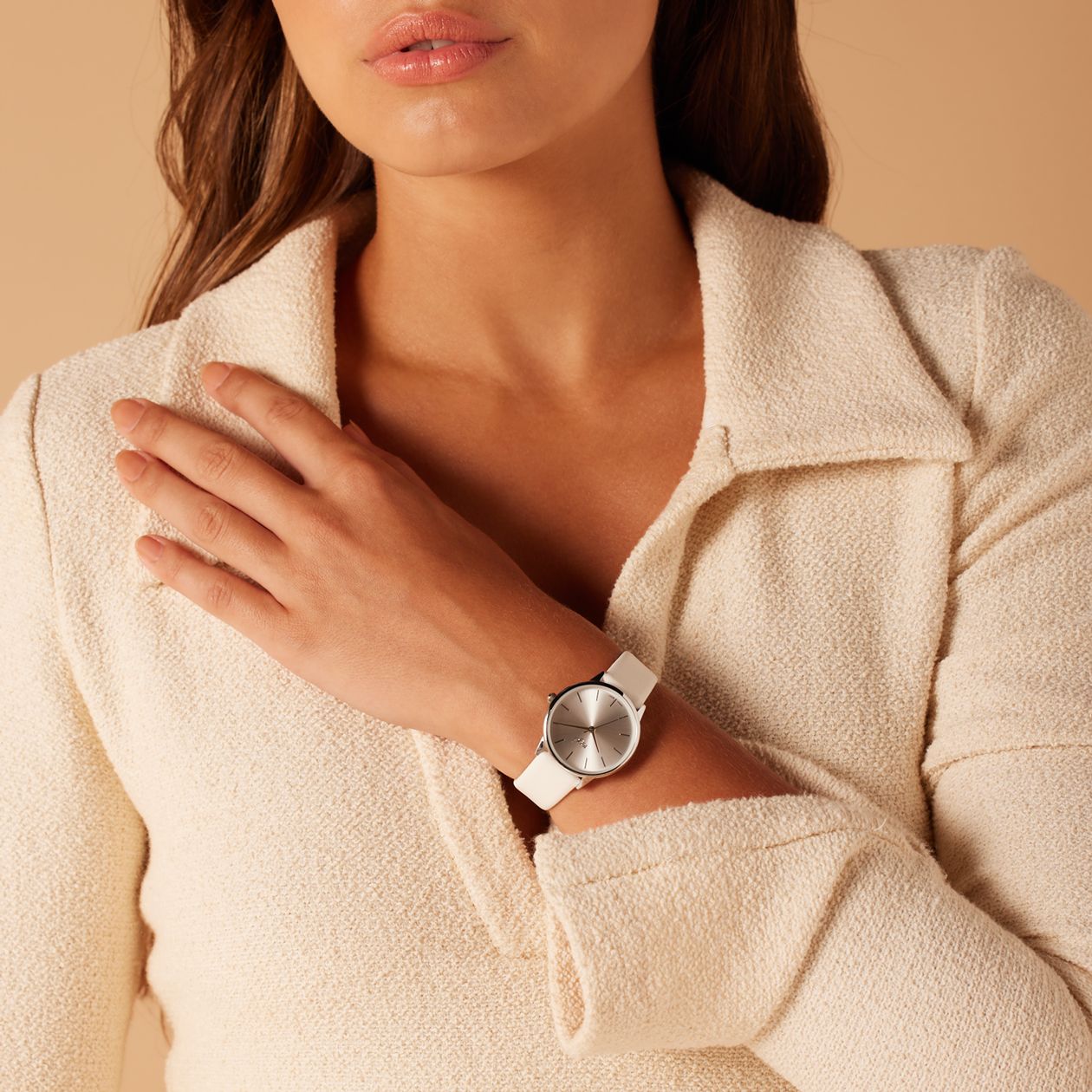 Regal dames horloge wit, parelmoer wijzerplaat