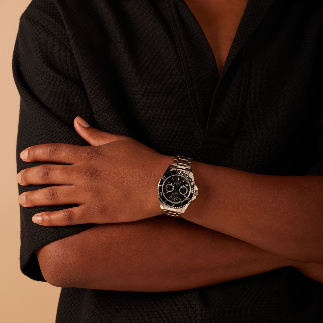Regal heren horloge staal met groene wijzerplaat