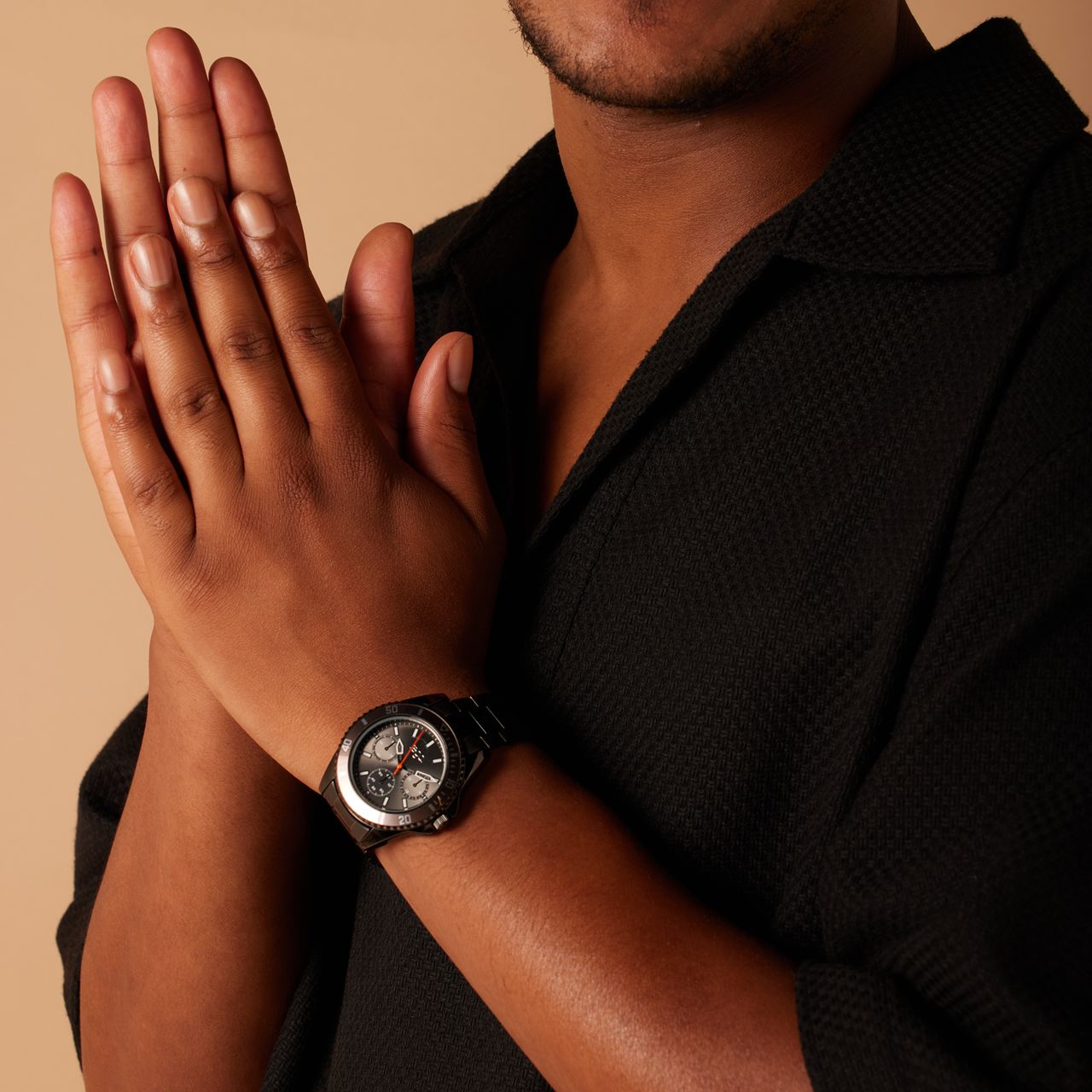 Regal heren horloge zwart met zwart wijzeplaat