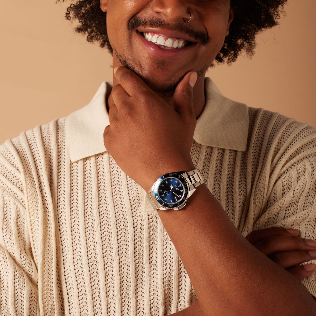 Regal heren horloge staal met blauwe wijzeplaat
