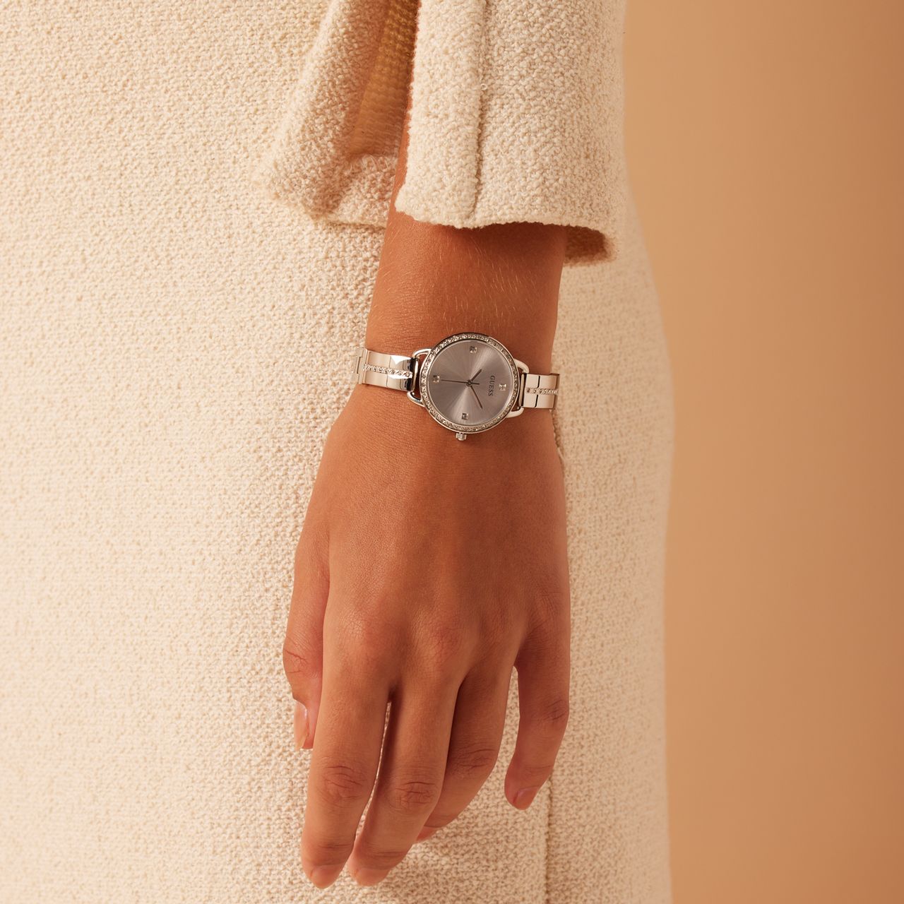 Guess Armbanduhr für Damen aus Edelstahl, Silber, BELLINI, GW0022L1