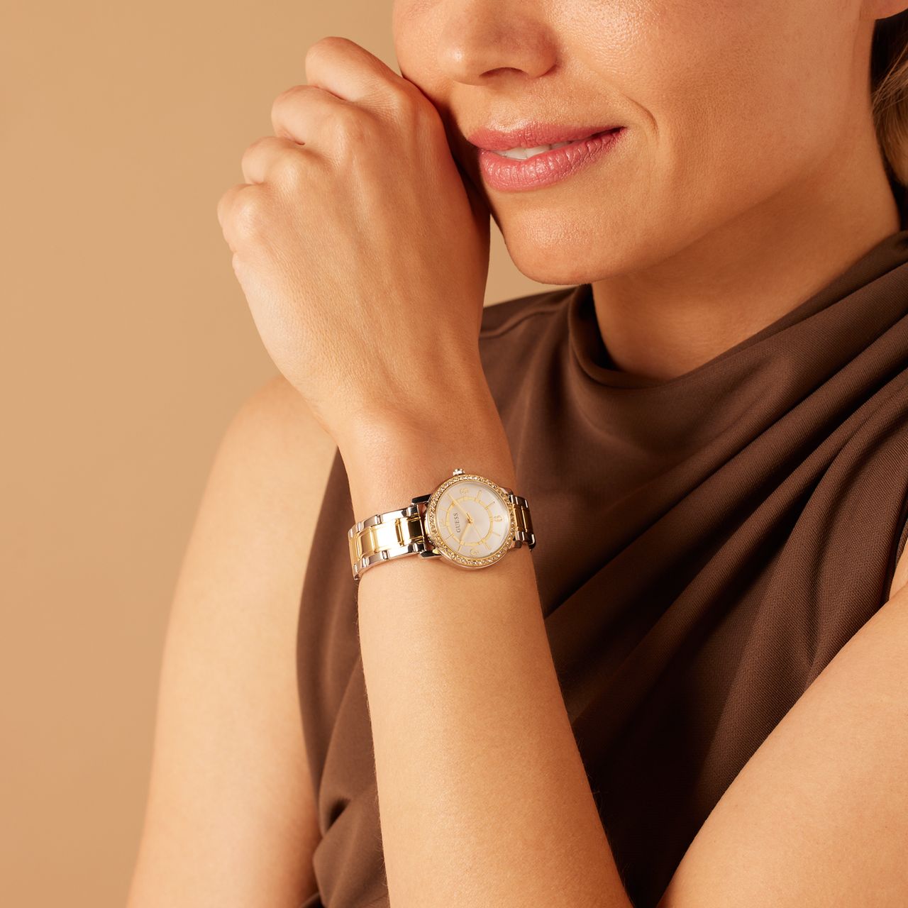 Guess stainless steel dameshorloge bicolor MELODY GW0468L4