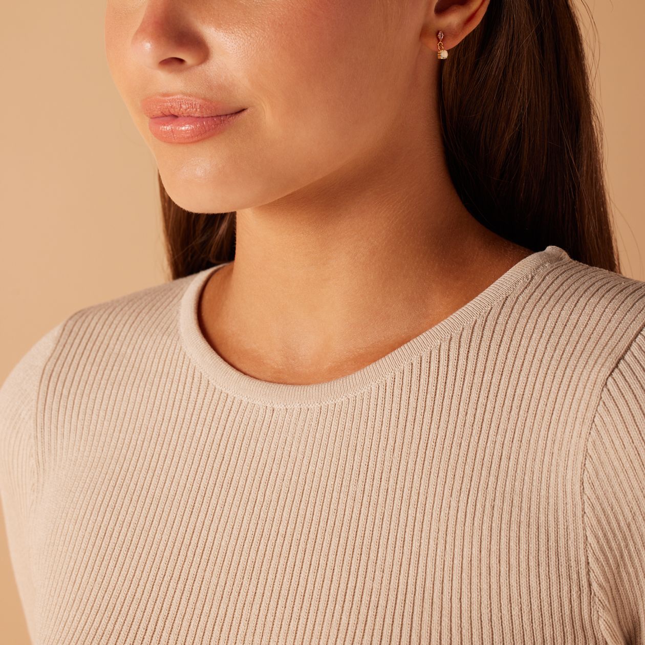 Stainless steel goldplated oorknoppen met zirkonia voor dames