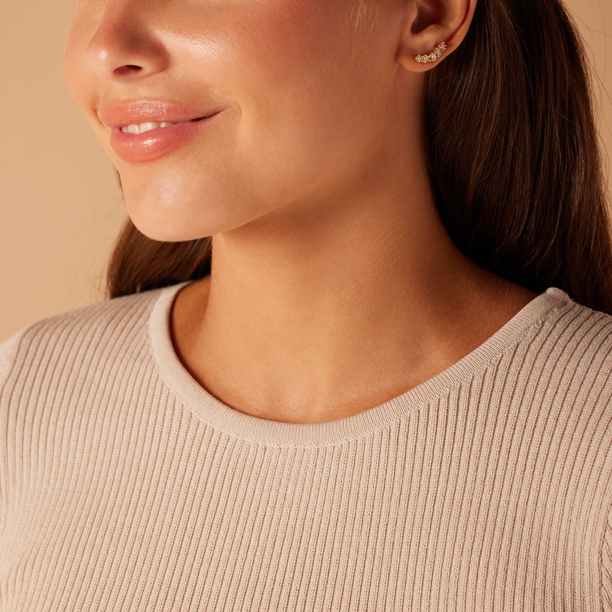 Stainless steel goldplated oorknoppen met zirkonia voor dames