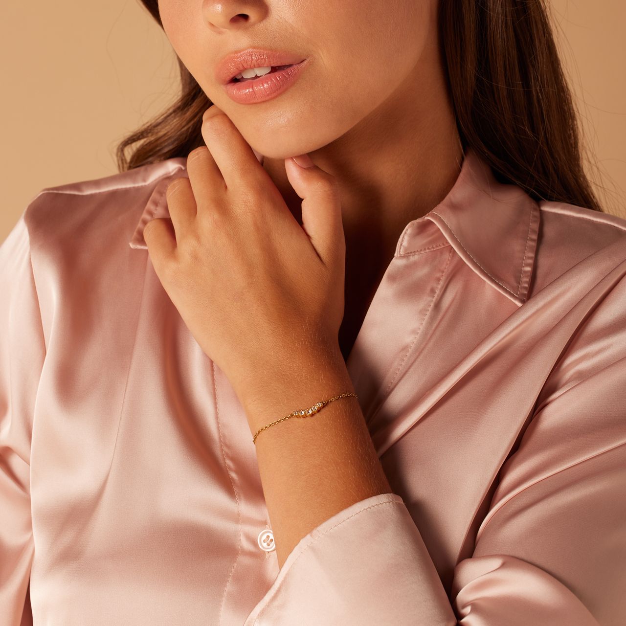 Stalen goldplated fantasiearmband met zirkonia voor dames