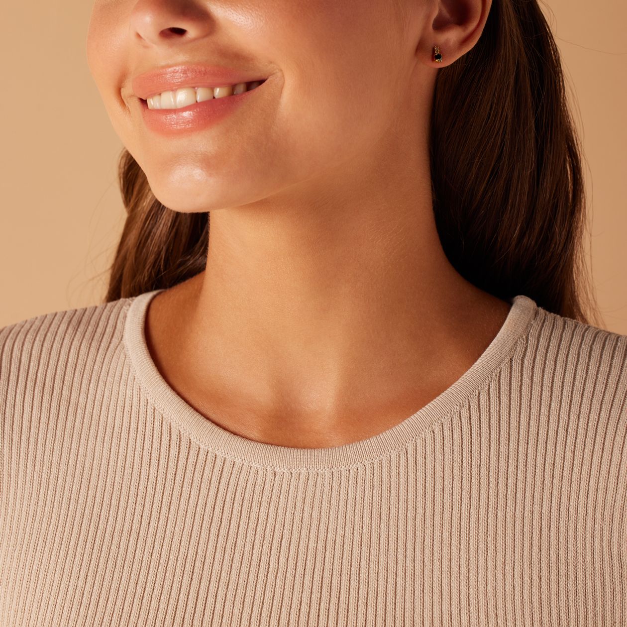 Stainless steel goldplated oorknoppen met zirkonia voor dames