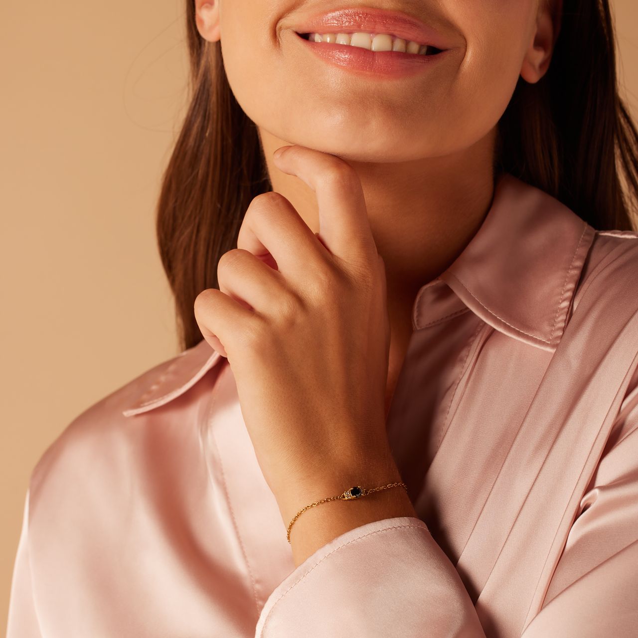 Stalen goldplated vintage armband met zwart zirkonia