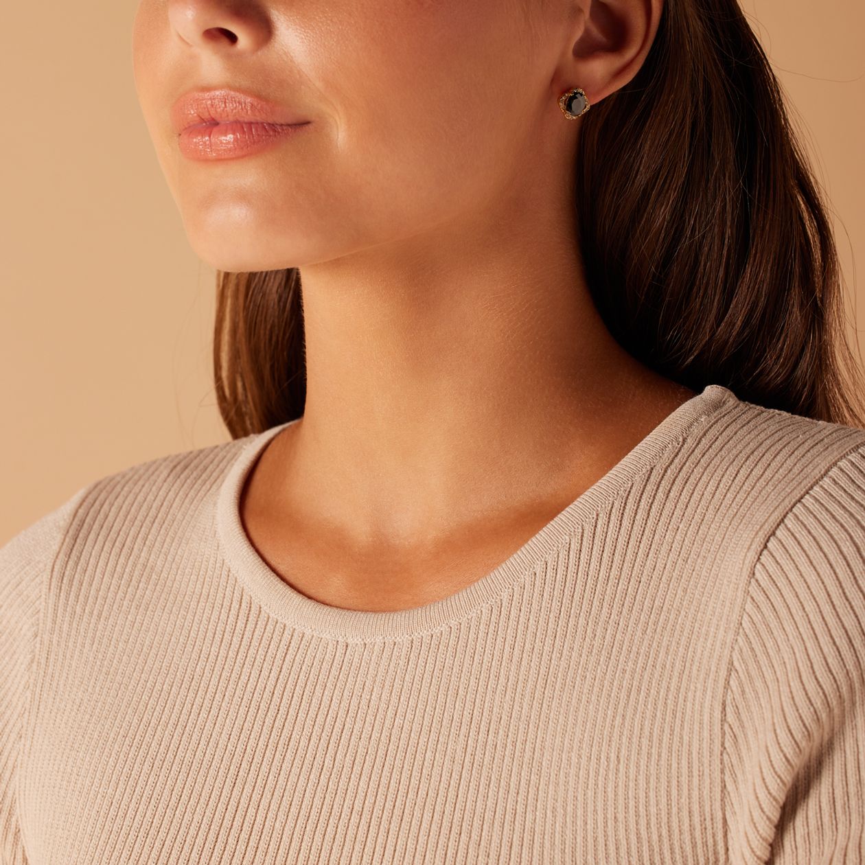 Stalen goldplated oorknoppen met zirkonia voor dames