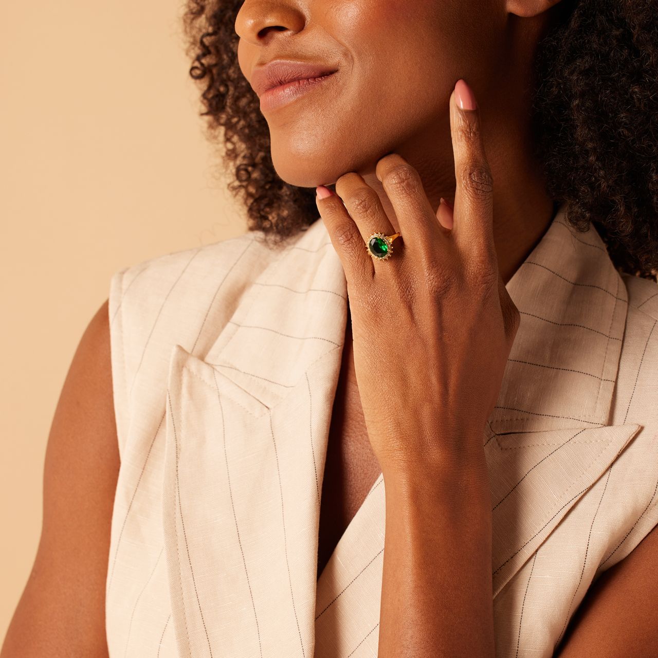 Stalen goldplated ring met zirkonia voor dames