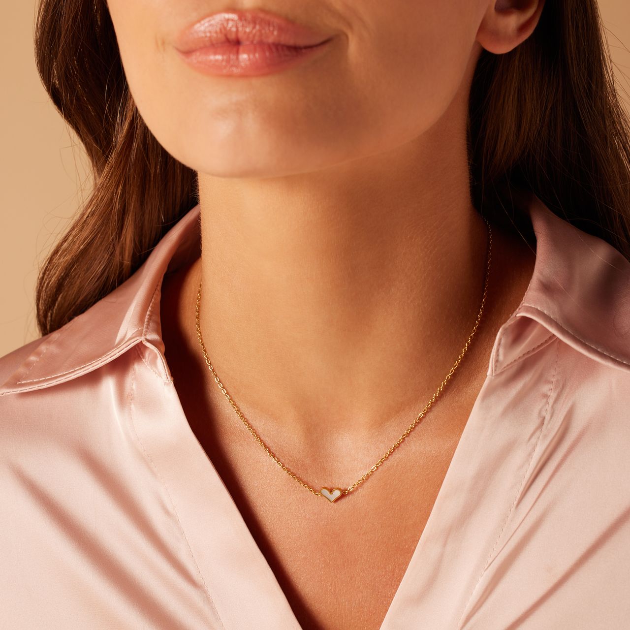 Stainless steel goldplated ketting met hanger hart voor dames