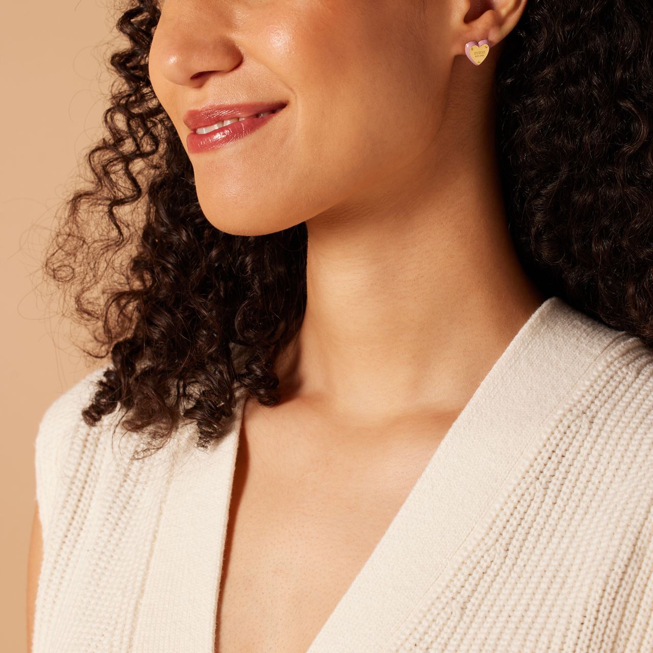 Guess stainless steel goldplated oorknoppen voor dames