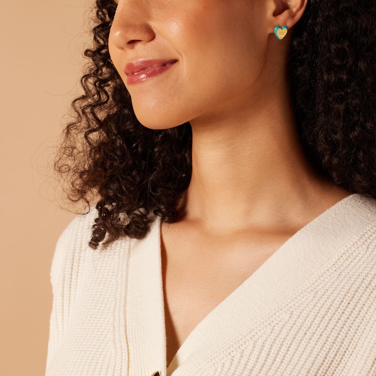 Guess stainless steel goldplated oorknoppen voor dames