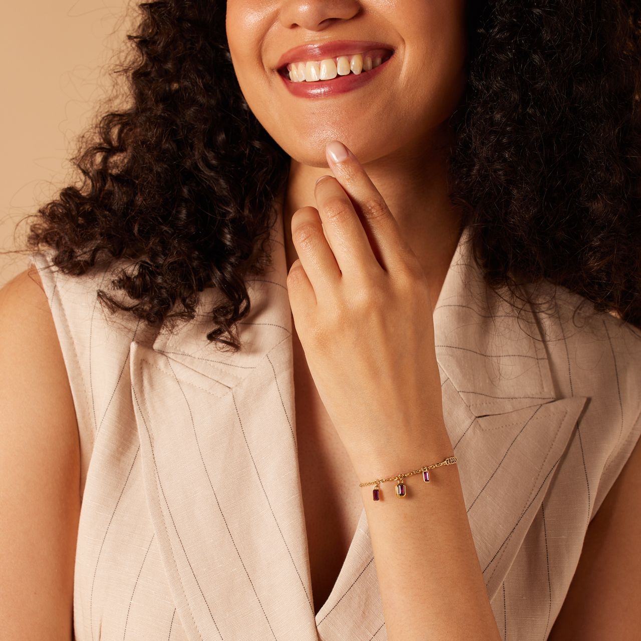 Guess stainless steel goldplated fantasiearmband met zirkonia voor dames