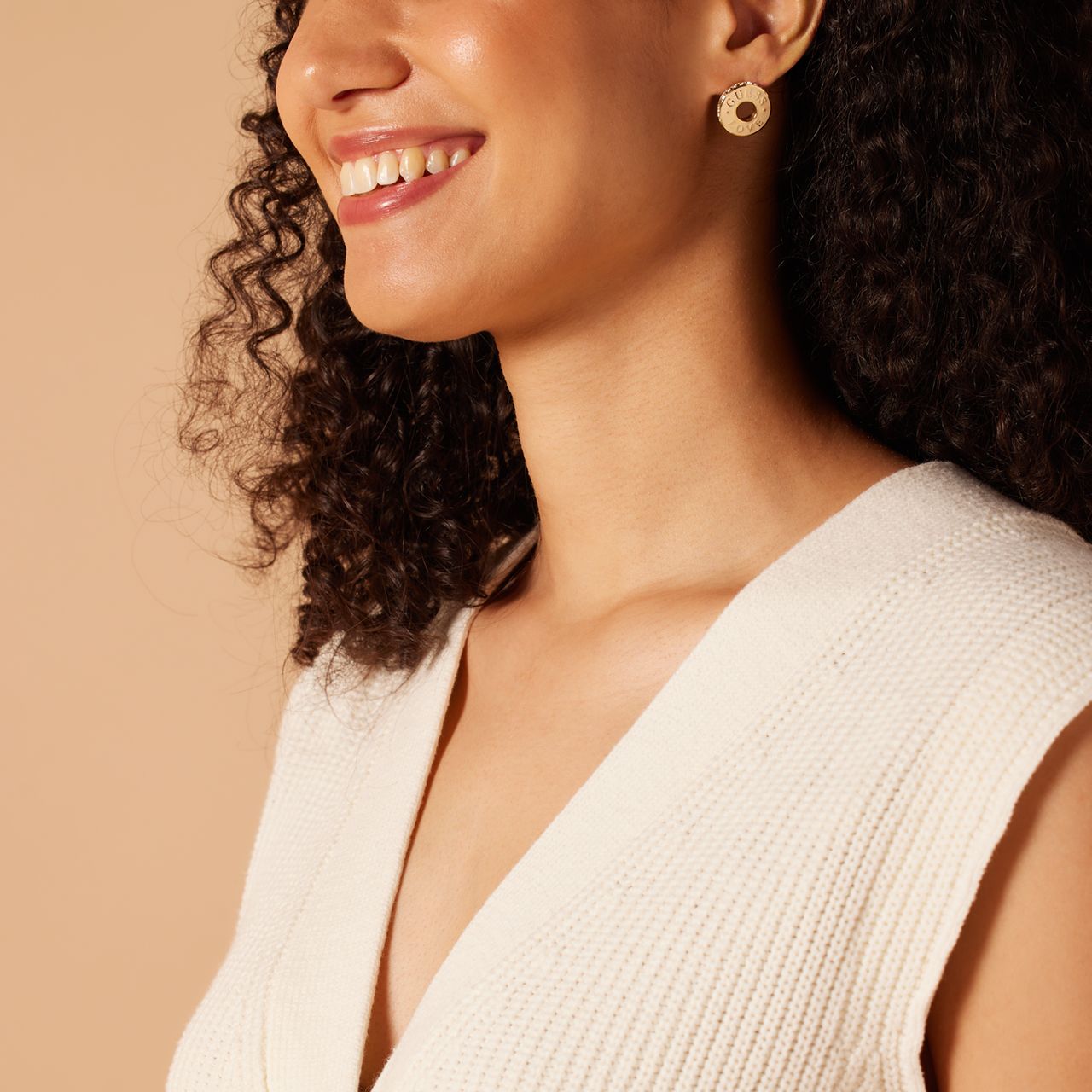 Guess stainless steel goldplated oorknoppen LOVE GUESS voor dames