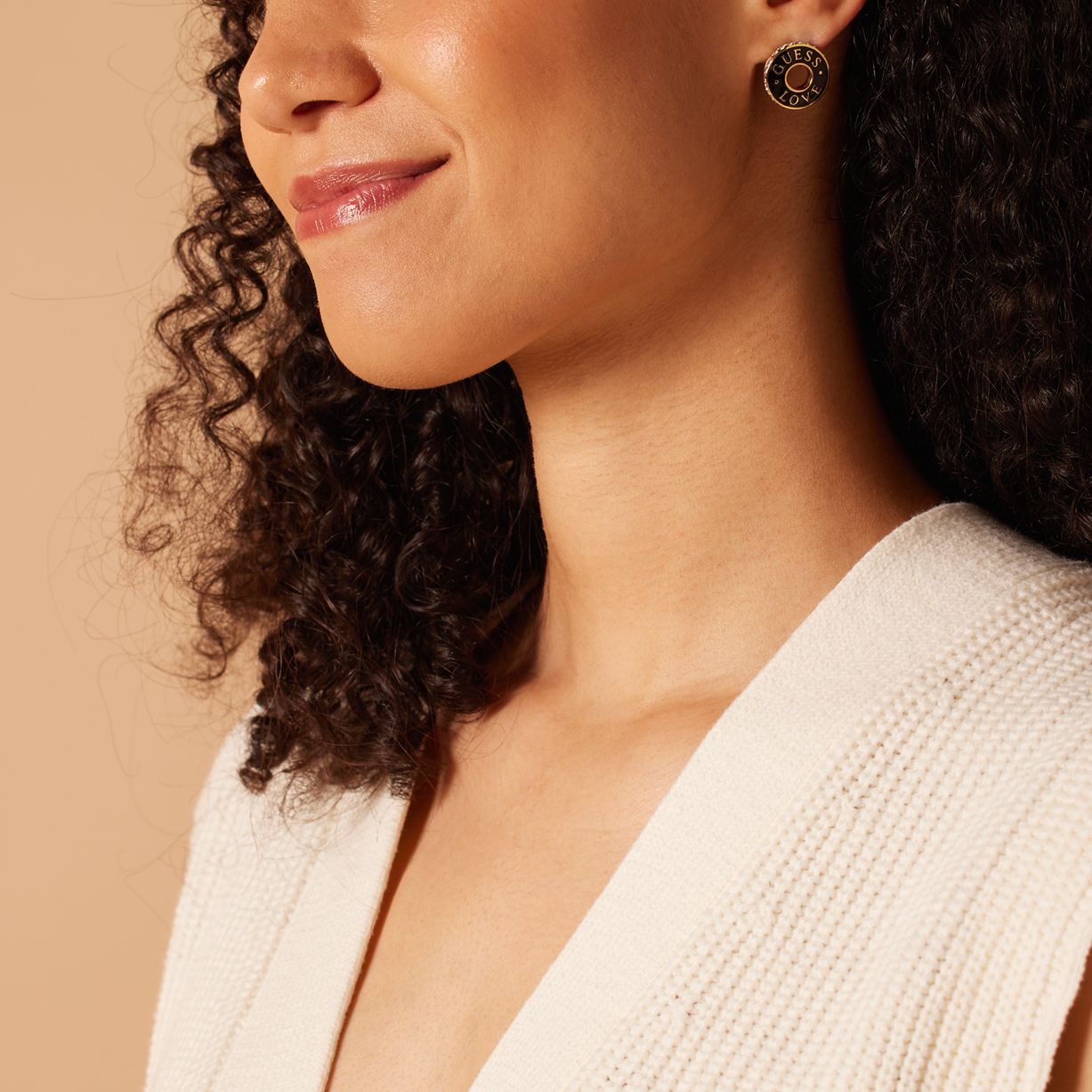 Guess stainless steel goldplated oorknoppen LOVE GUESS voor dames