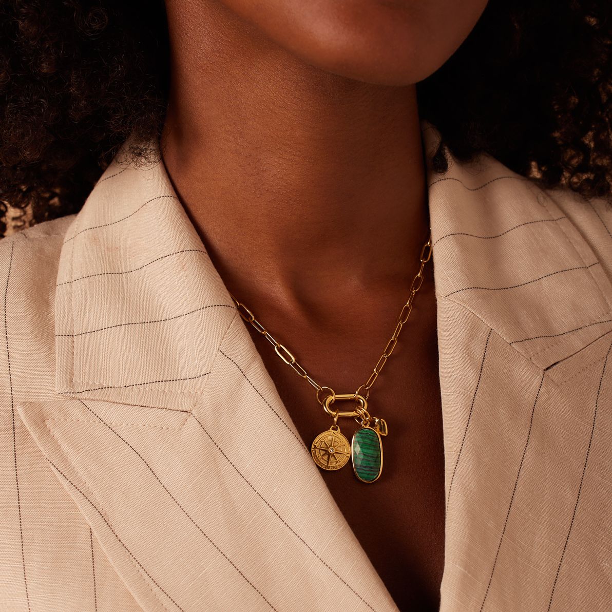 Stalen goldplated hanger munt met zirkonia voor dames