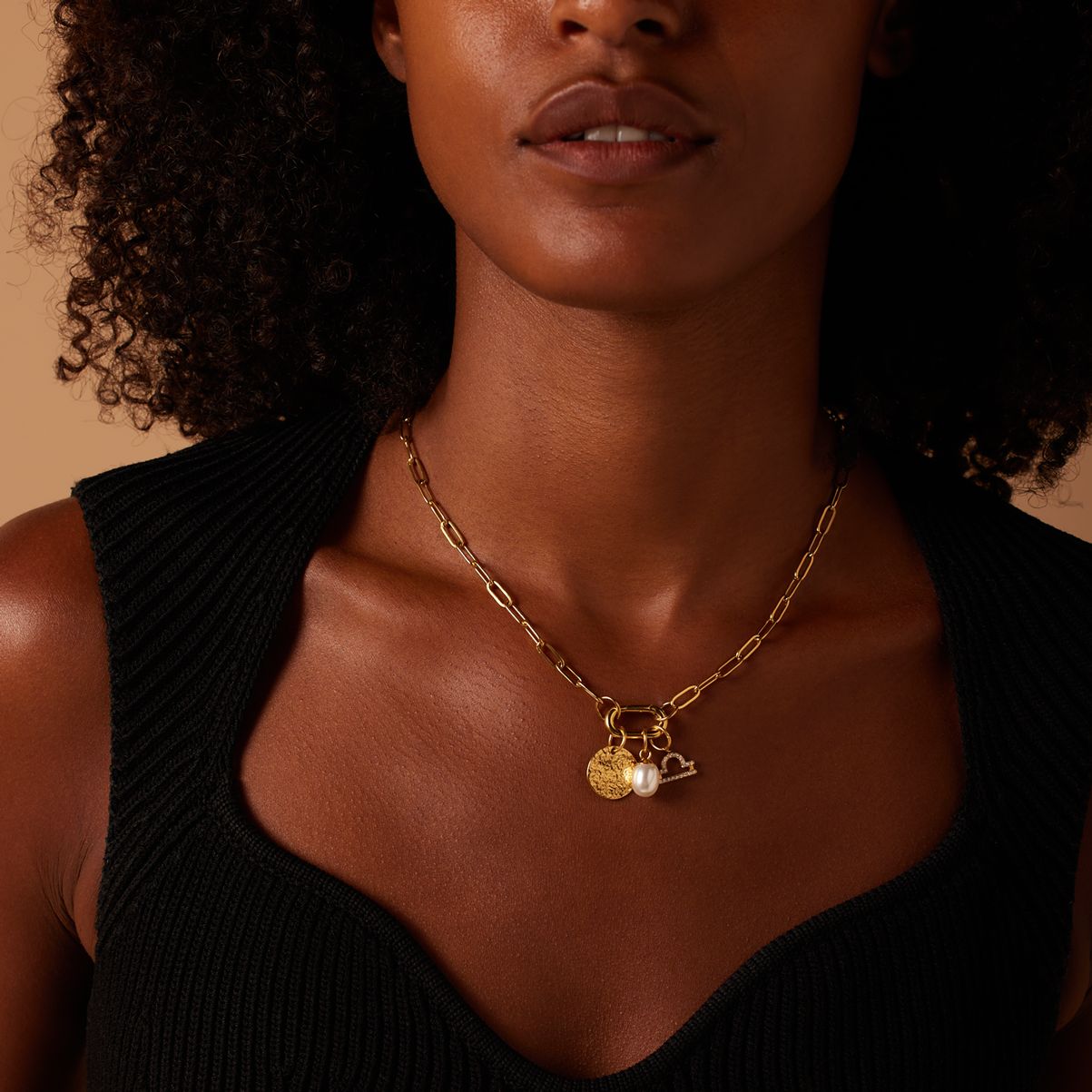 Stalen goldplated hanger munt voor dames