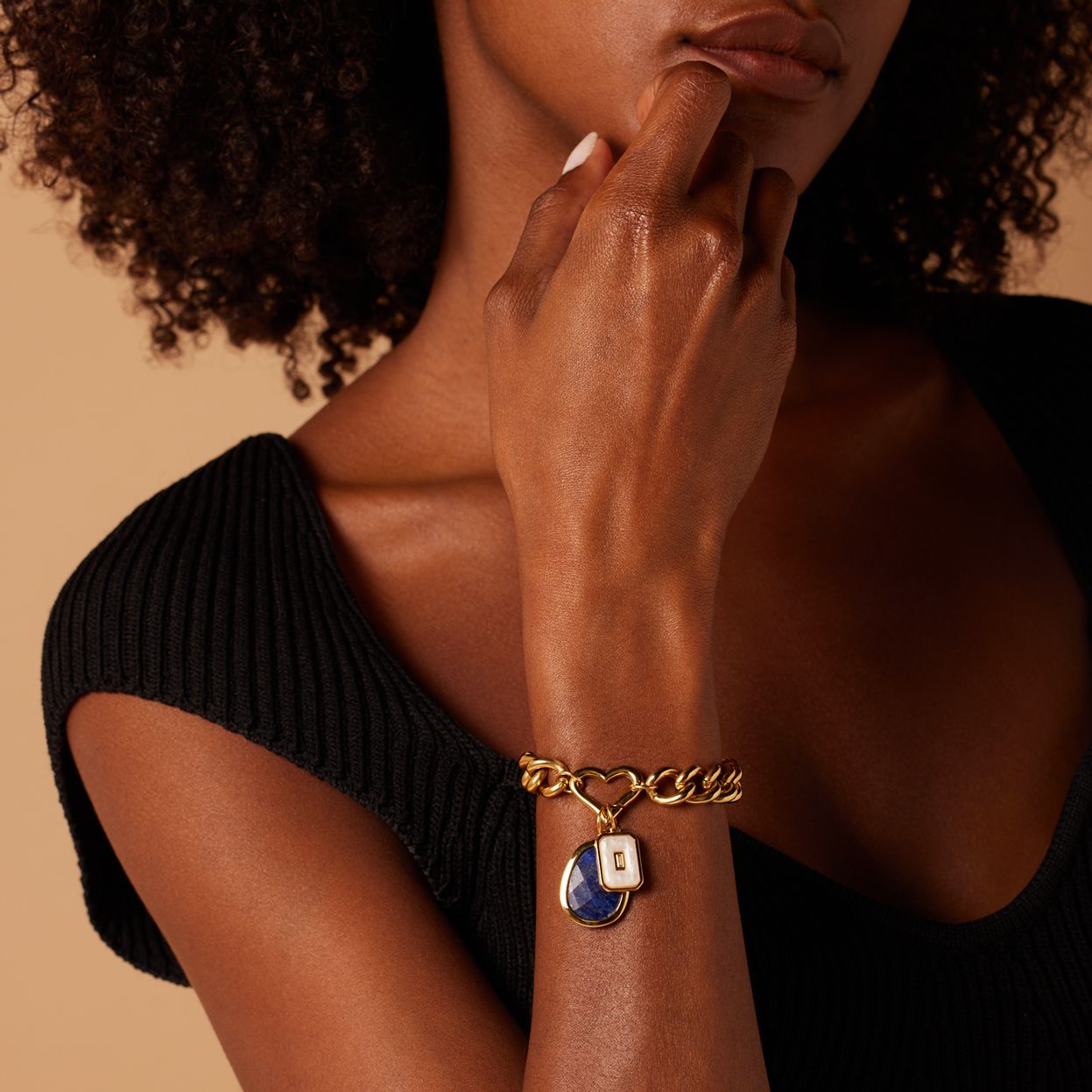 Stainless steel goldplated bedel rechthoek