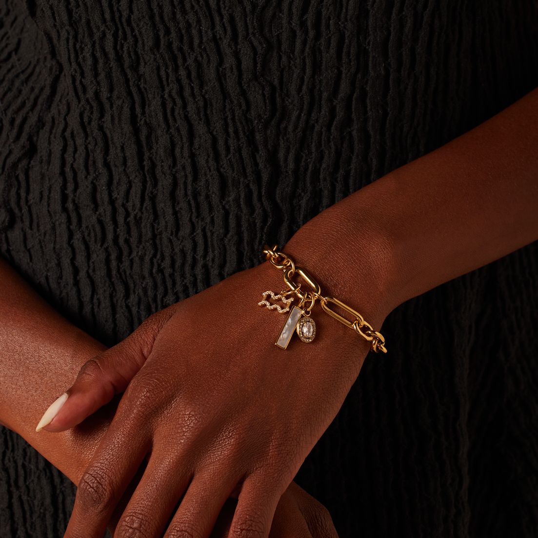 Stalen goldplated sterrenbeeldhanger Waterman met zirkonia voor dames