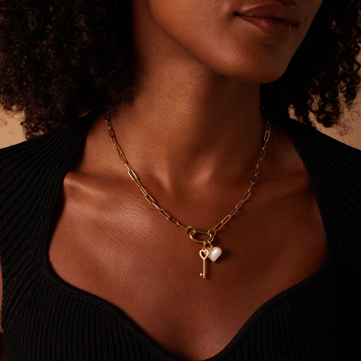 Stalen goldplated hanger hart voor dames