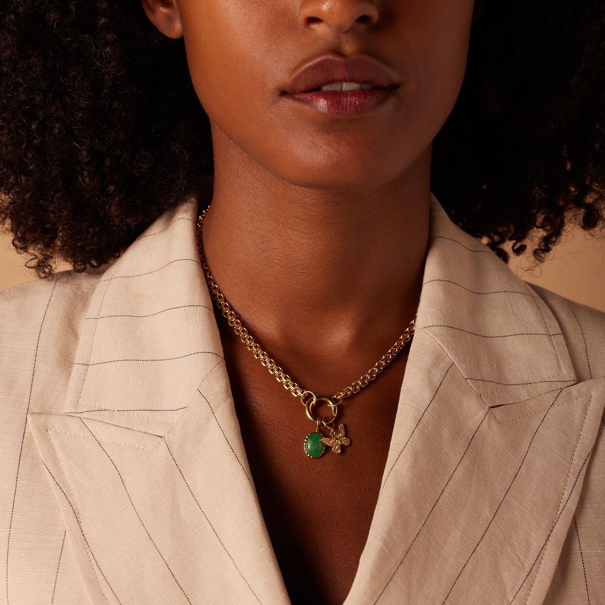 Stainless steel goldplated hanger voor dames