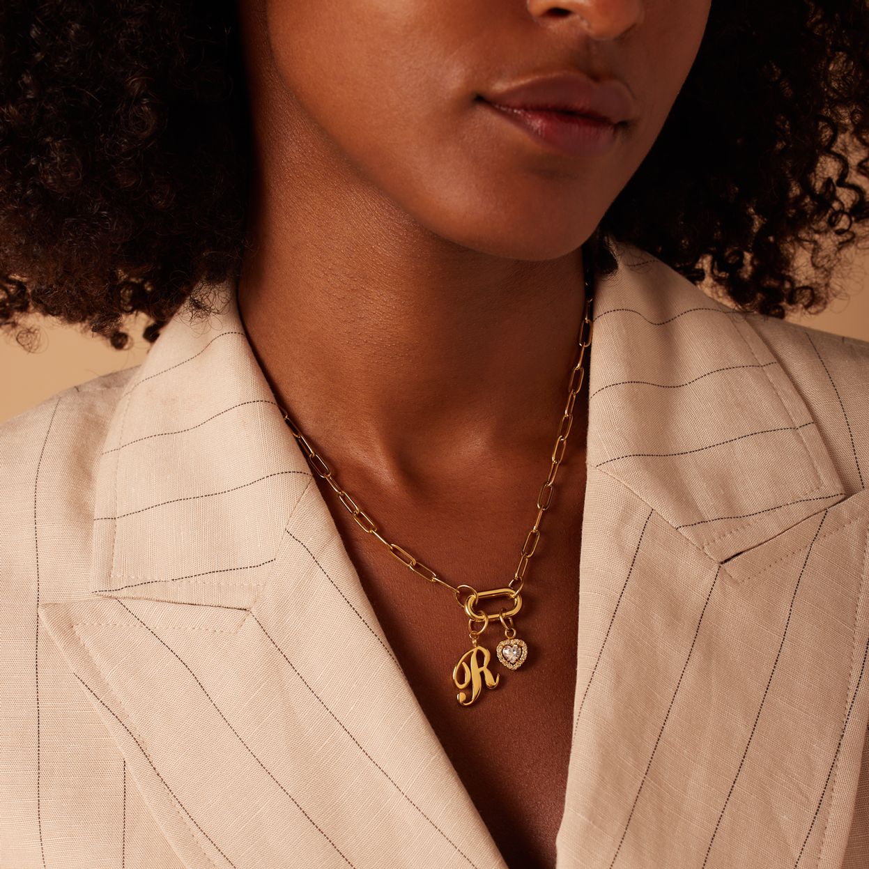 Stainless steel goldplated hanger hart met zirkonia voor dames