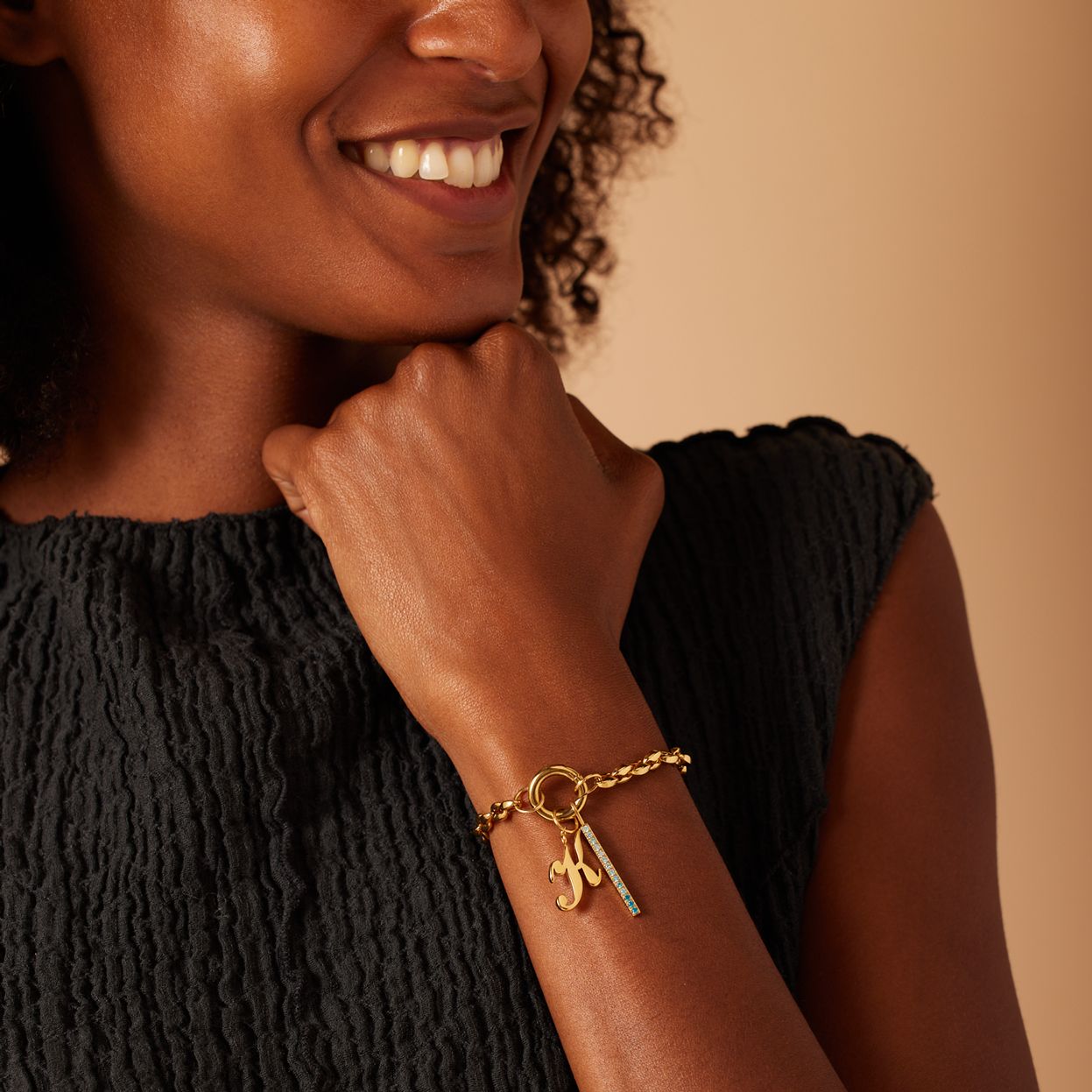 Stainless steel goldplated hanger met zirkonia voor dames