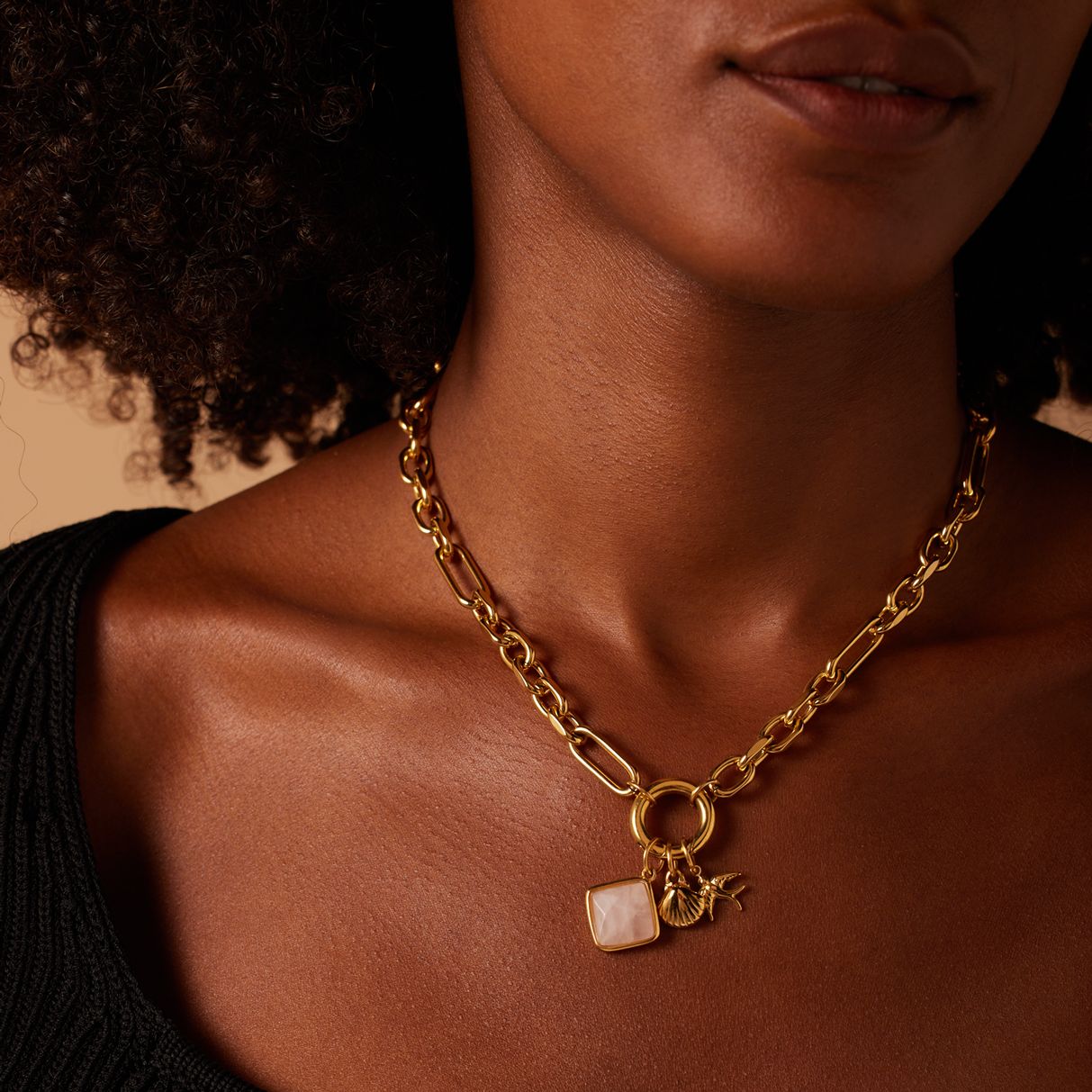 Stalen goldplated bedel sluiting voor dames