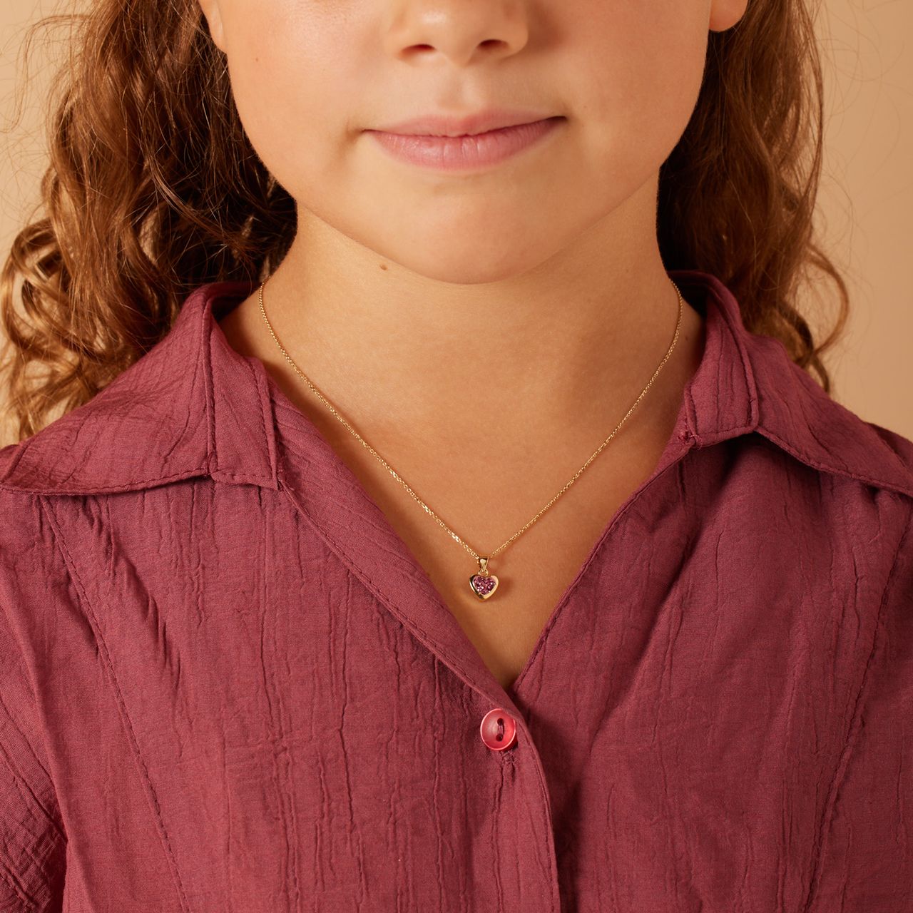 14 karaat ketting hart roze zirkonia