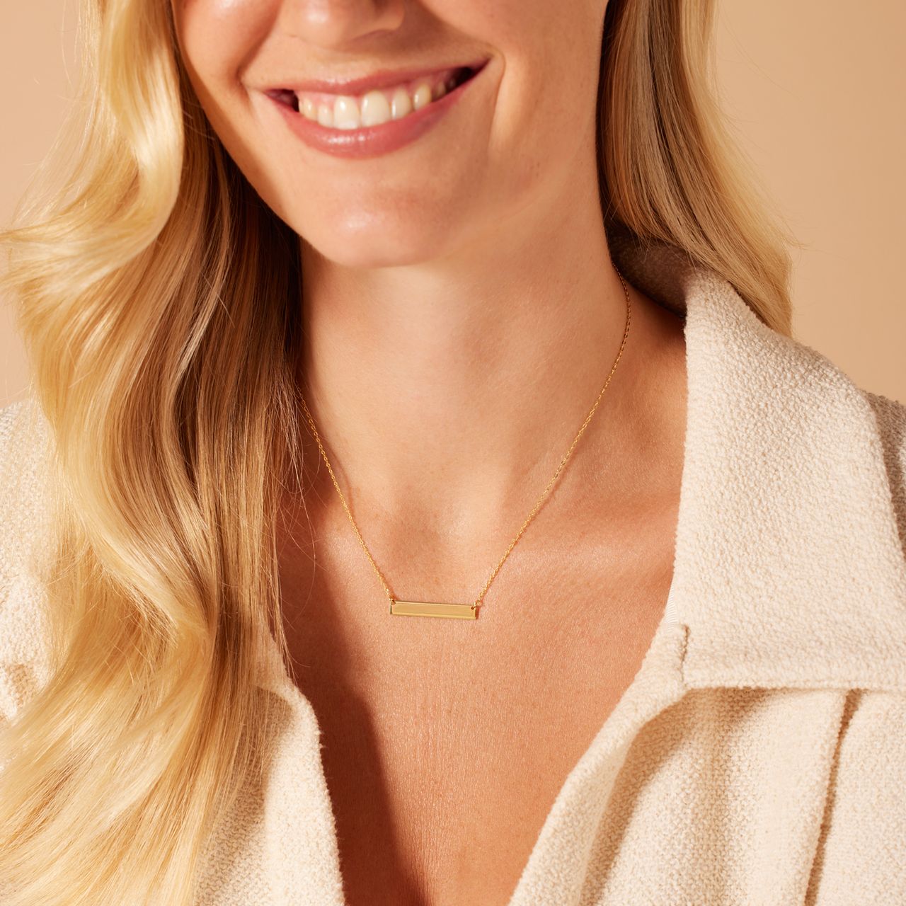 Zilveren goldplated ketting met hanger graveerplaat voor dames