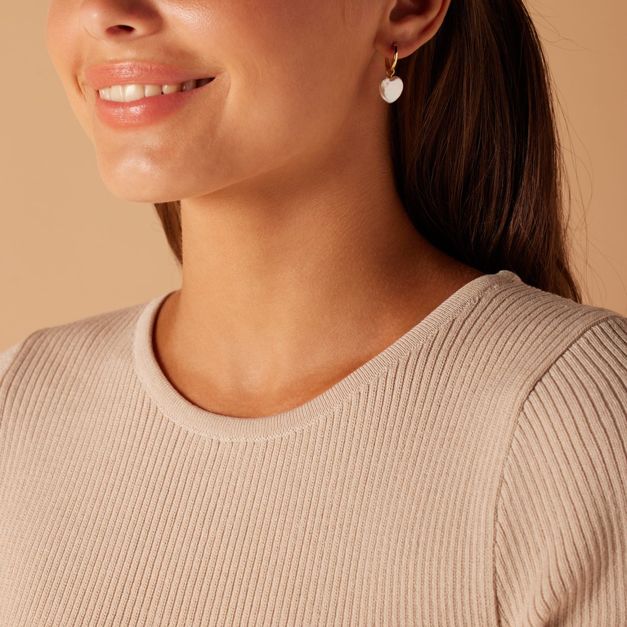 Zilveren goldplated oorringen hart met parel voor dames