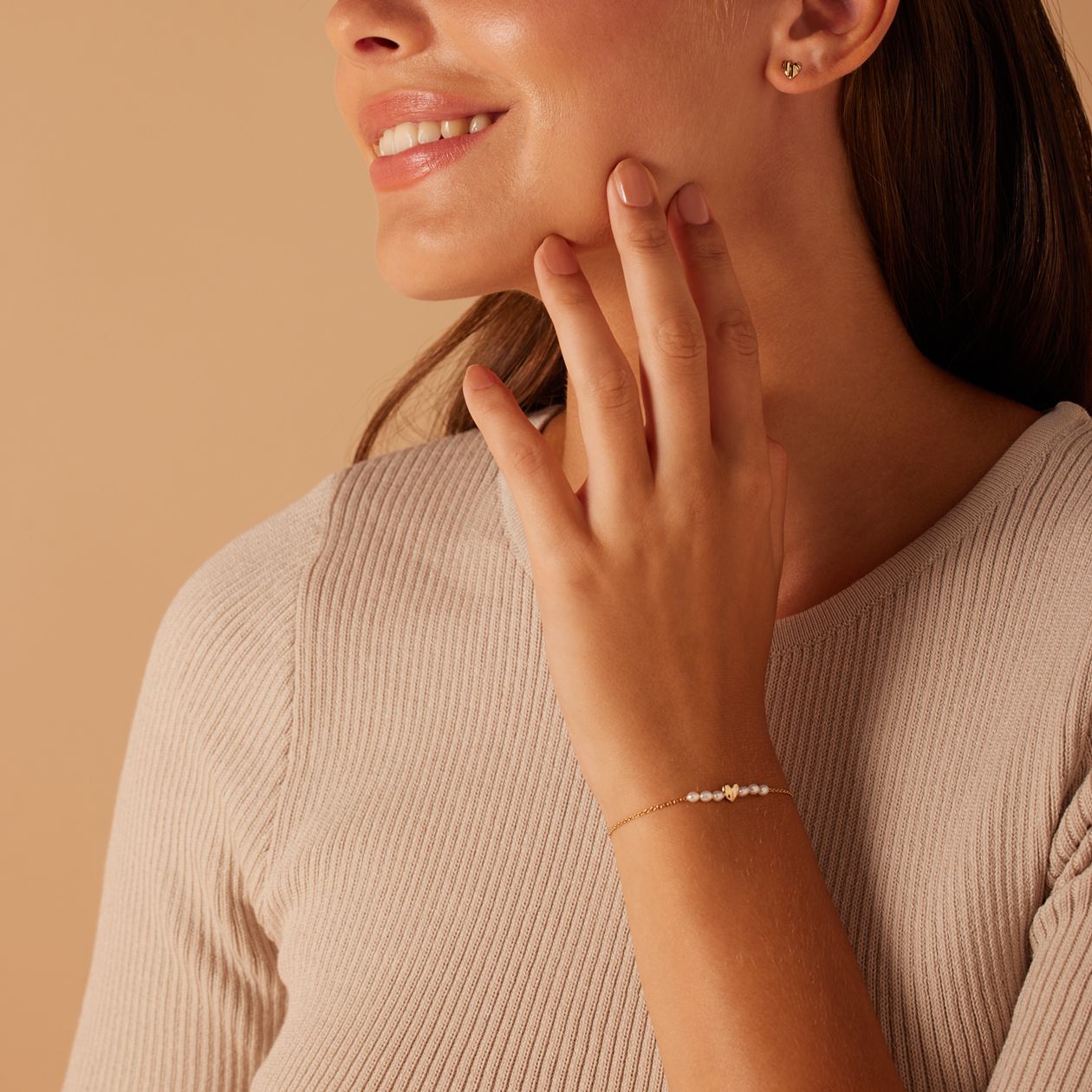 Armband aus 925er Silber, vergoldet, Herz, mit kostenlosen Ohrringen