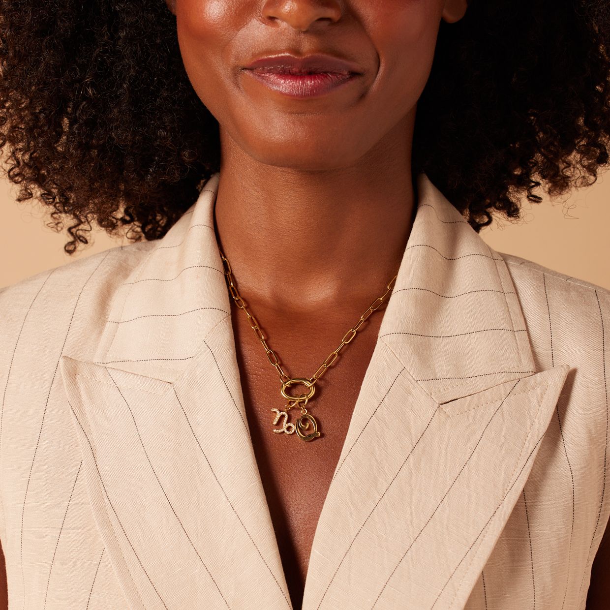 Stalen goldplated bedel steenbok